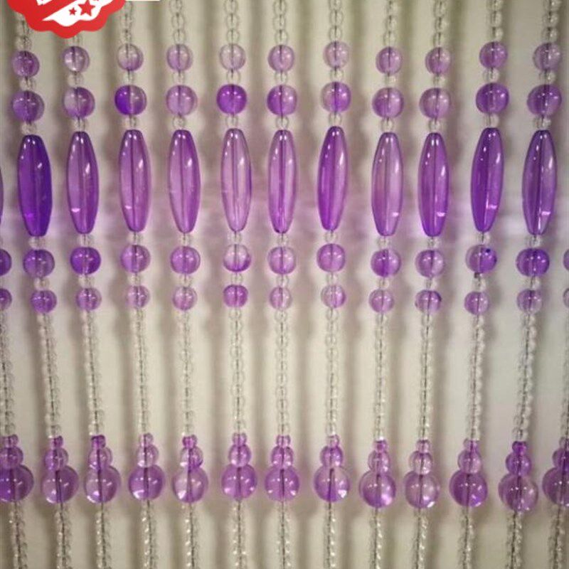 设计新款水晶珠帘装饰门帘隔断成品 满穿紫色水晶吊帘