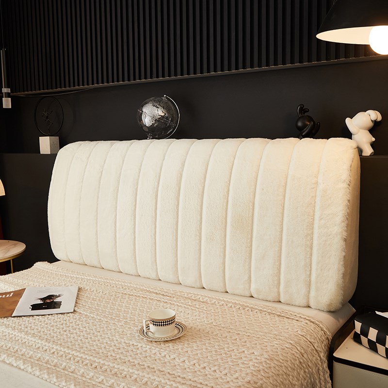 秋冬保暖长毛绒床头防尘保护罩简约床头罩弹力床靠背罩加厚床头套