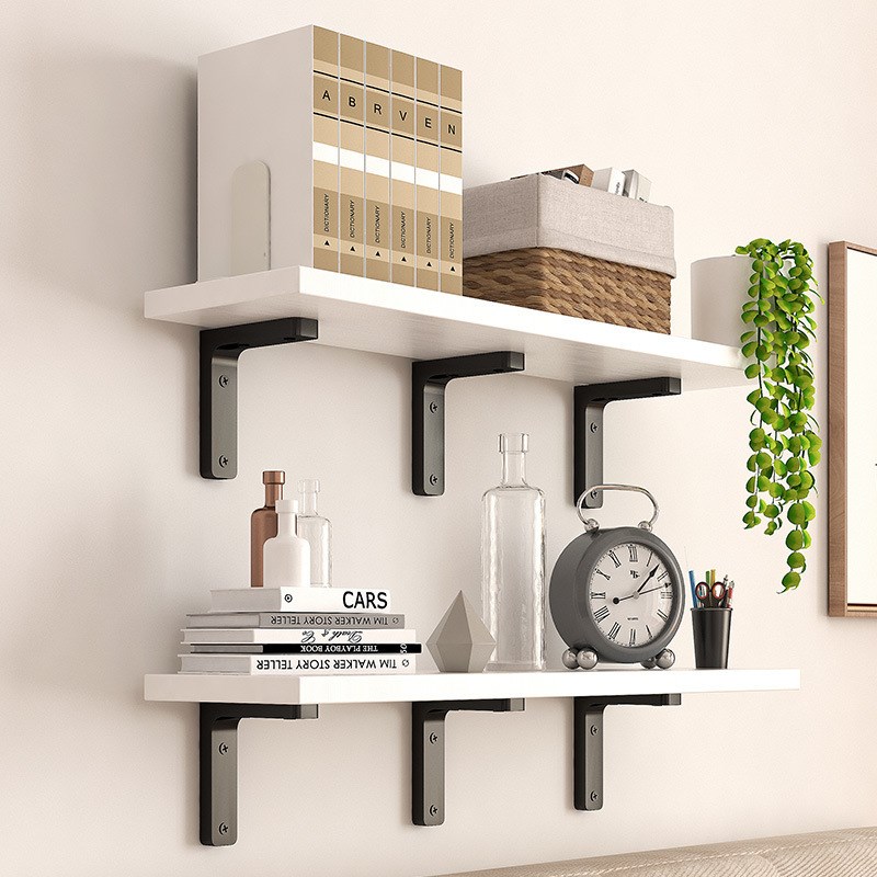 墙上置物架一字隔板平板打孔安装结实牢固墙面墙体墙壁收纳置物架