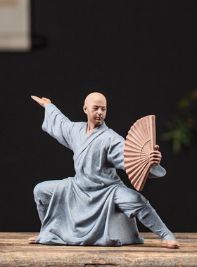 中式简约功夫和尚家居客厅书房办公室微景观造景装饰禅意桌面摆件