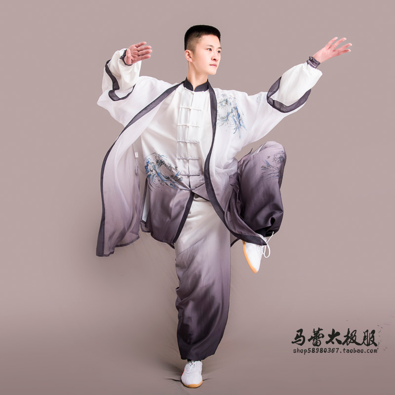 马蕾太极春蕾太极服武术表演服男B彩绘雄鹰正长版型男女武术表演