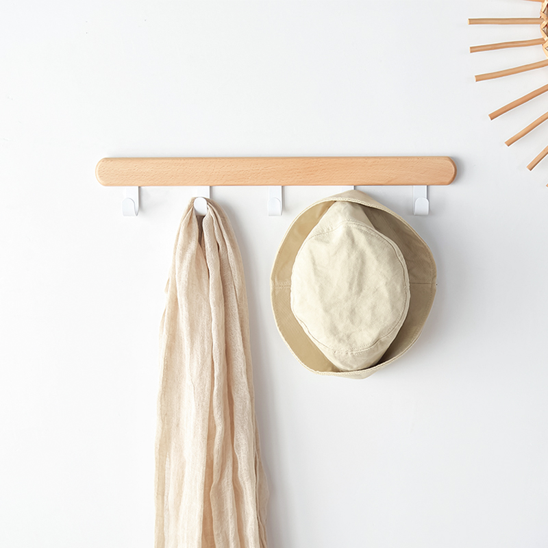 北欧奶油风创意实木铁艺挂钩日式家居门口衣帽墙壁壁挂门后免打孔