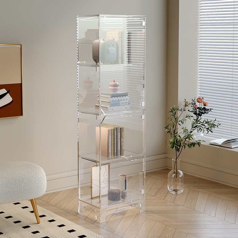 轻奢亚克力带灯光手办陈列柜客厅卧室书架化妆品包包展示柜置物架