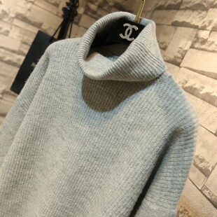 秋冬季韩版灯笼袖慵懒风高领毛衣女装宽松外穿加厚针织衫套头上衣