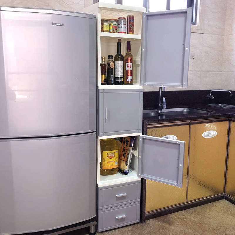 夹缝收纳柜25/35CM厨房缝隙置物架床头柜开门抽屉式卫生间塑料柜