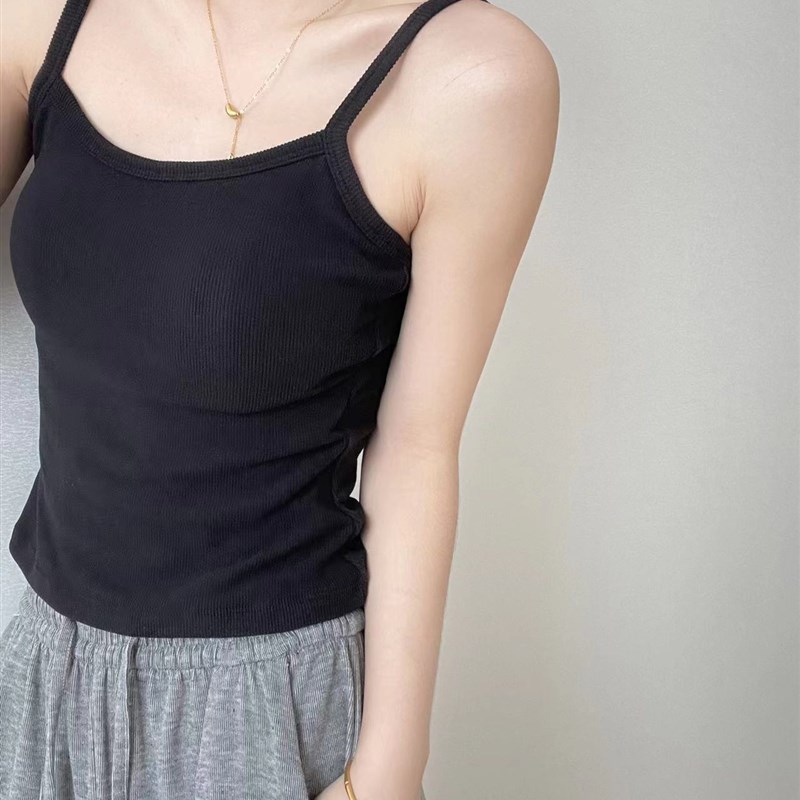 加绒加厚发热保暖吊带内搭外穿磨毛打底保暖背心带胸垫一体式内搭