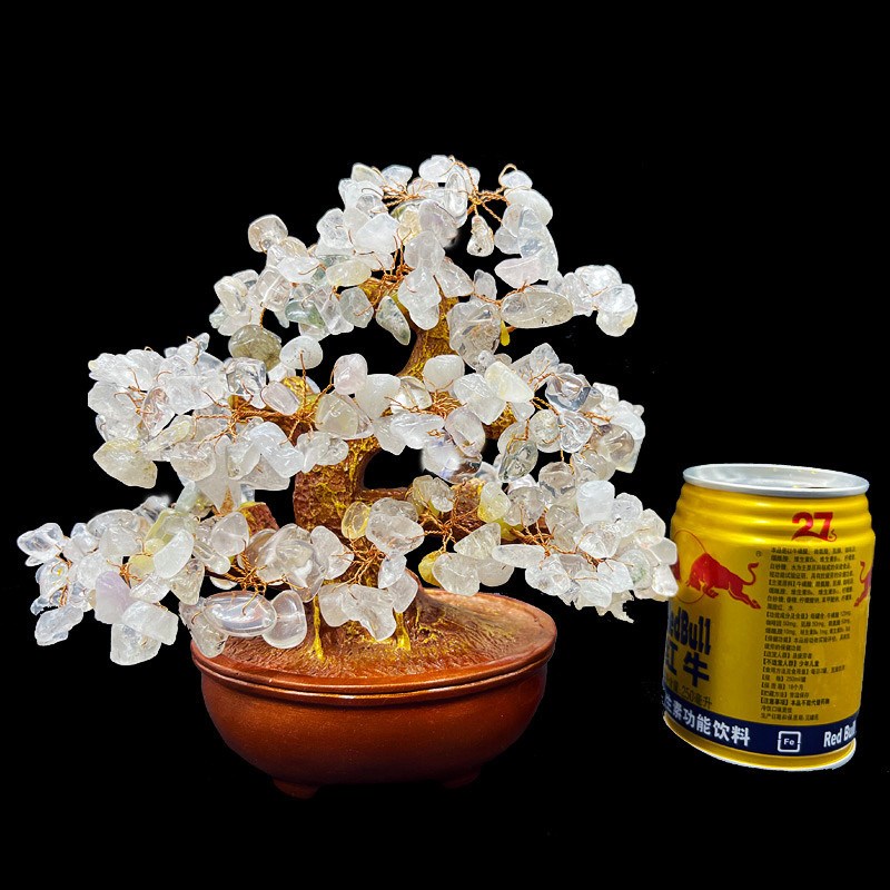 天然水晶摇钱树客厅酒柜玄关招财装饰品开业乔迁送礼家居摆件简约