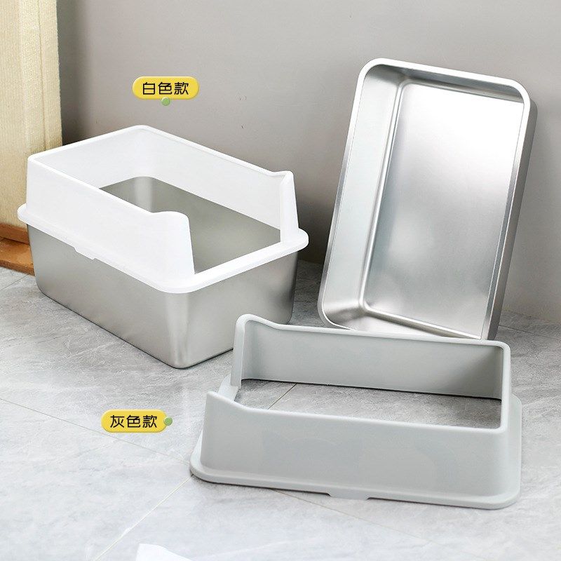 不锈钢猫砂盆超大号防外溅厕所胖猫半封闭猫砂铲式子宠物用品