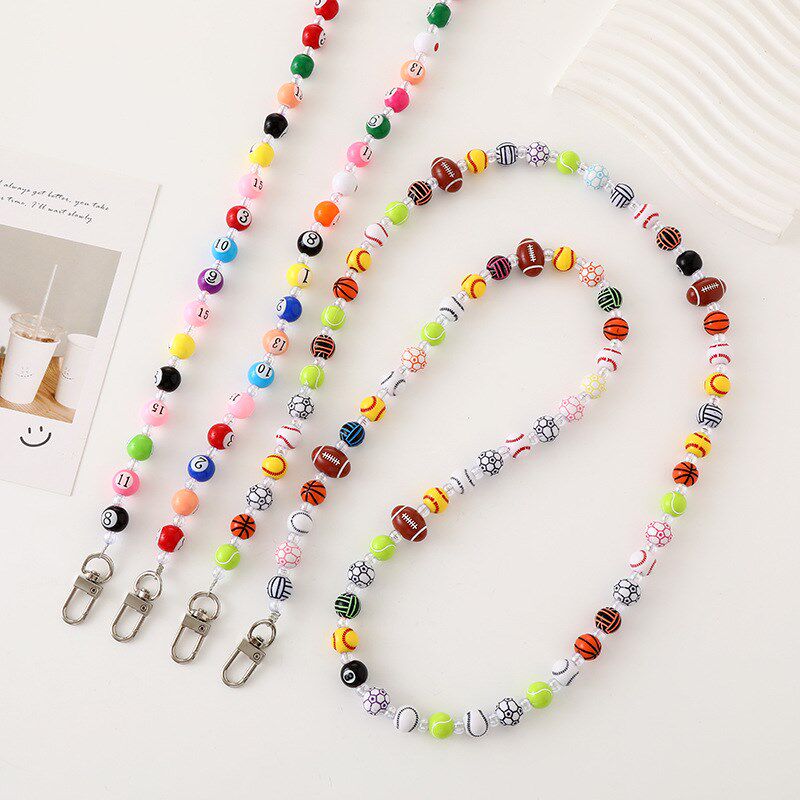 创意新款台球数字串珠斜挎链箱包挂饰手机壳钥匙扣挂件手机挂绳