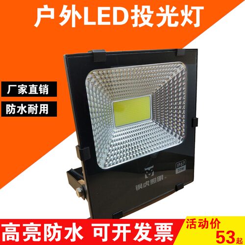 尖峰钢虎照明LED投光灯户外防水IP67牌匾路灯庭院厂房射灯200W