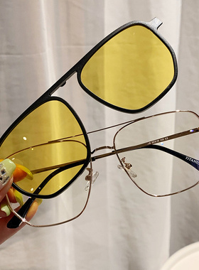 一镜三用磁吸眼镜男款近视配度数全框偏光开车防强光墨镜日夜两用