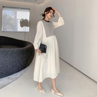 孕妇连衣裙春装高级感长款春秋款2023新款孕晚期高品质职业孕妇装