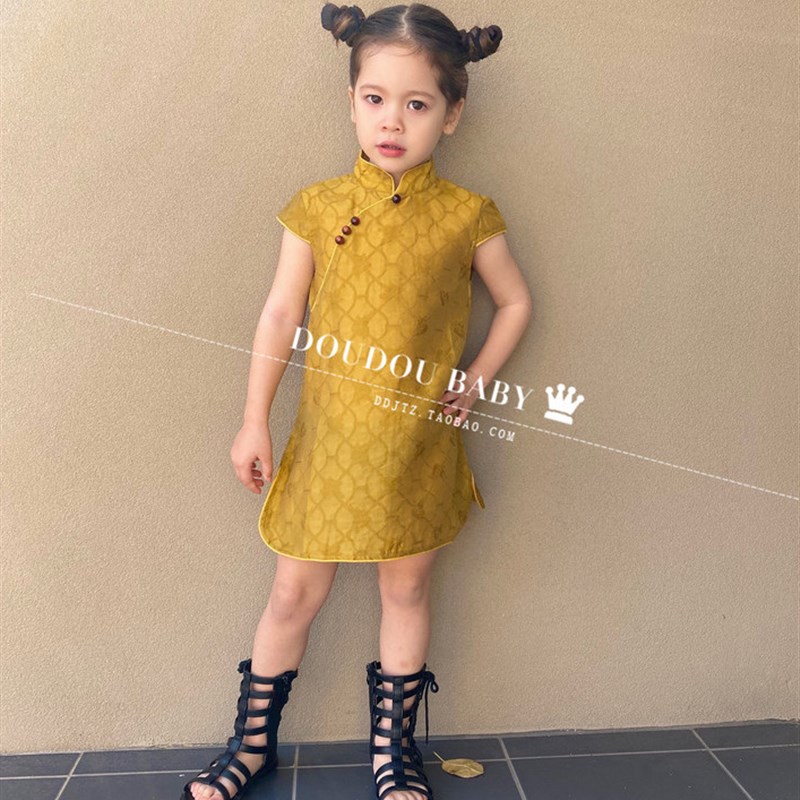 2024夏季新款儿童裙超薄复古洋气中国风旗袍裙子儿童连衣裙公主裙