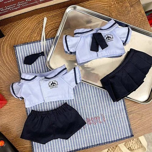 新品10cm20cm娃衣可爱泰式校服套装棉花娃娃换装无属性学院风娃衣
