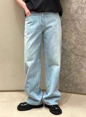 CTST美式牌冰蓝浅色水洗cleanfit休闲宽松直筒纯棉男女款牛仔长裤