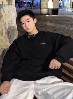 CTST美式秋冬新款WELLMIKI小标加绒圆领卫衣百搭男女情侣款