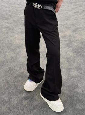 CTST美式流设计垂感高级直筒男女休闲宽松cleanfit款微喇羊毛西裤