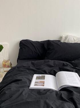 暗黑色纯黑色禁欲套男生床上四系件FC541477套水洗棉床单三件厂家