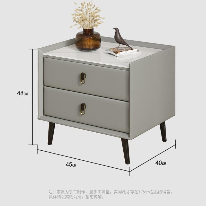 岩板床头柜简XZU现款代卧室创意网约红实木床边皮质新高端意柜式