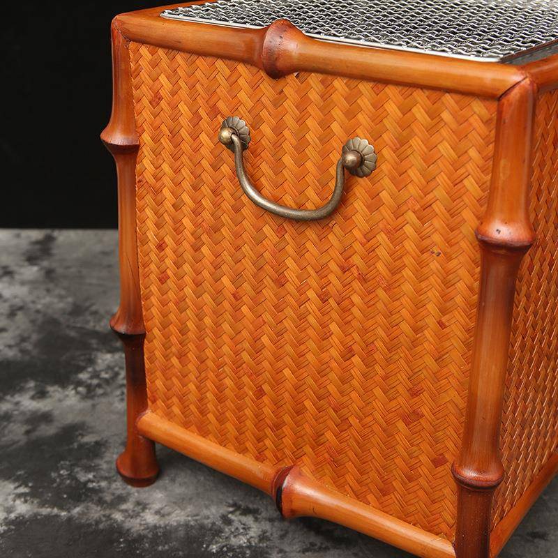 手竹工创意FQ02日式筇茶炭钢炉火钵自在勾不锈网围炉煮炭炉