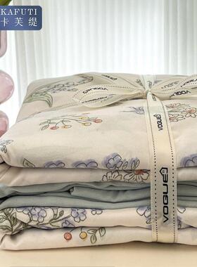 卡软芙缇cp#70092类婴级超针织棉碎花四件加厚床单被套宿舍母三件