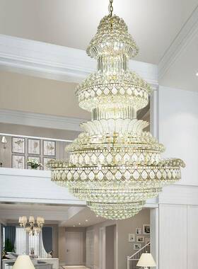水晶吊91467复式客厅水晶楼大酒吊灯别墅楼梯长灯水晶灯店工程灯