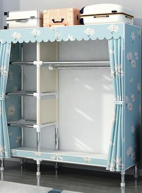 简易衣柜家用室albb009组装钢管加布粗衣柜出租结实耐房用钢卧架