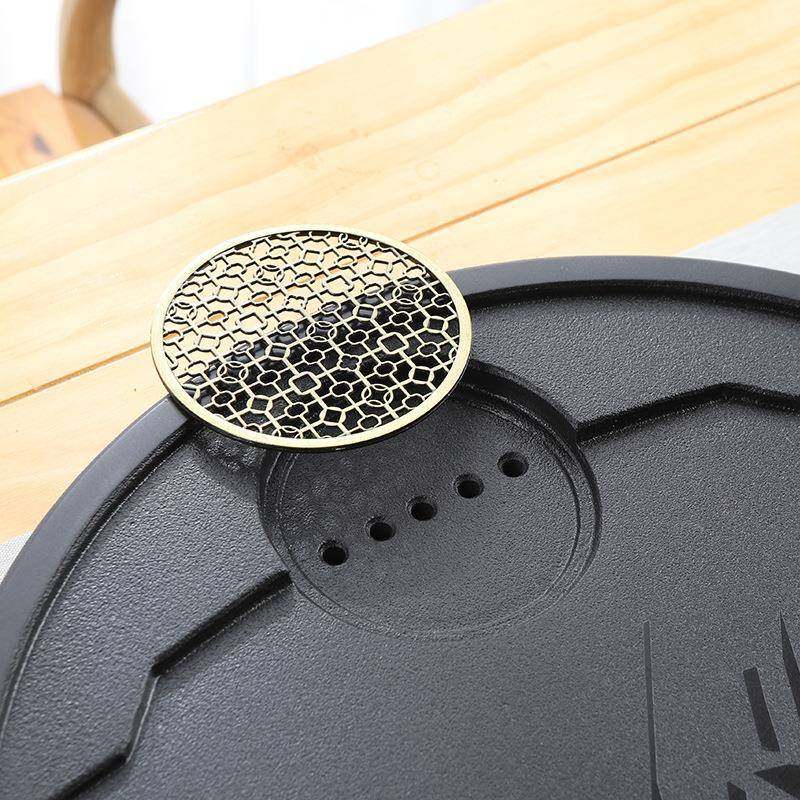 家天然乌金石茶盘圆形新款茶台茶用海客体厅高无品牌/档功夫一石