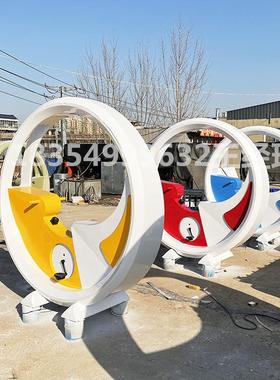 景区公园健身动感单车摆件网红骑行脚踏车无动力发电喷泉喷水车