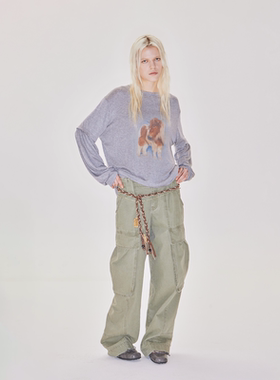 RURE设特兰矮马印花OVERSIZE假两件花纹领口设计宽松BF慵懒风T恤