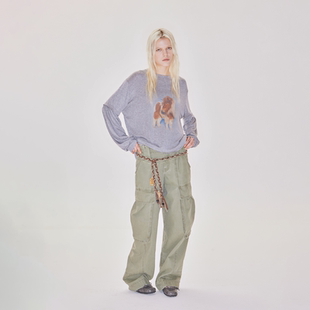 RURE设特兰矮马印花OVERSIZE假两件花纹领口设计宽松BF慵懒风T恤