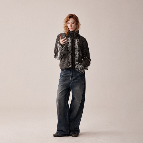 RURE皮草拼接毛衫外套上衣上装