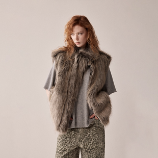 【我叫卜娜娜同款】RURE正反两穿OVERSIZE皮草马甲保暖外套上衣