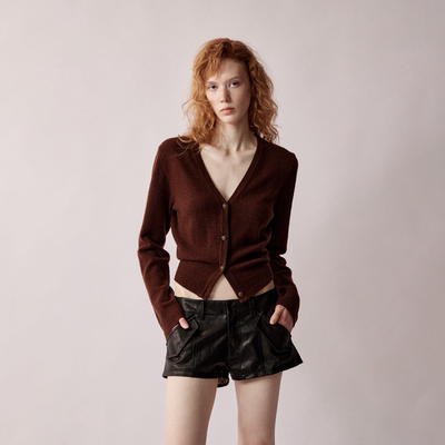 RURE复古纯色长袖开衫毛衣