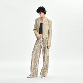 特价 RURE 水洗做旧风格 蟒蛇纹理低腰牛仔阔腿裤 秋冬流行长裤