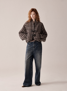 RURE羊毛混纺呢外套2025秋冬新款宽松短款复古外套上衣上装