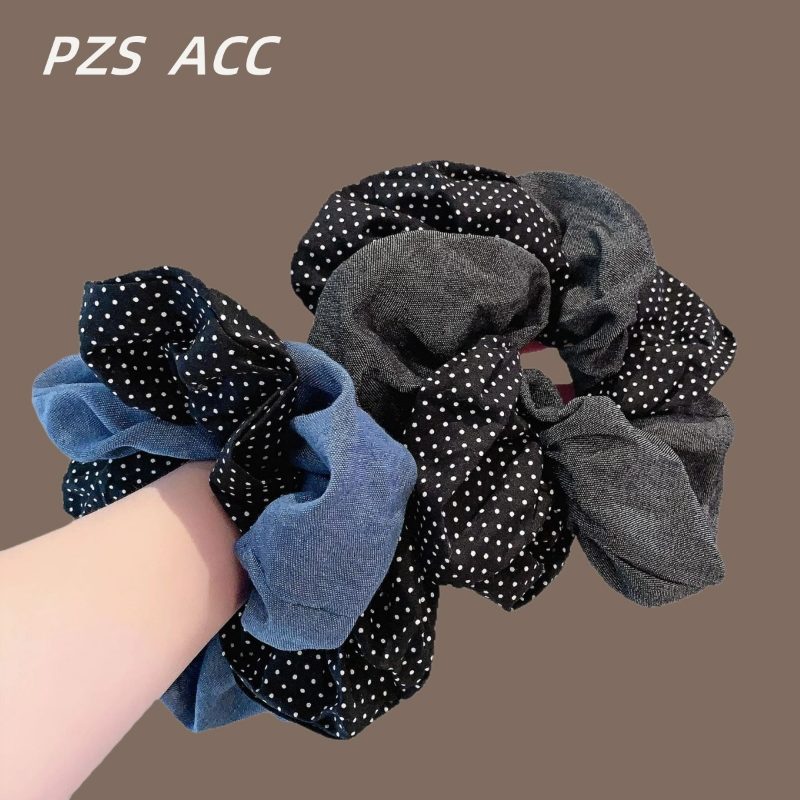 森系复古布艺蓝色波点大肠发圈双层高级感丸子头发绳韩国少女头绳,饰品/流行首饰/时尚饰品新,发饰,淘宝优惠券,粉丝福利购,淘宝优惠卷