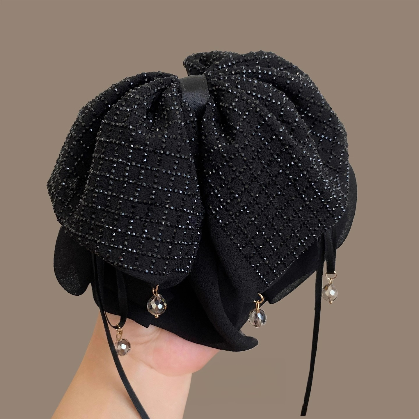 繁星高级感网纱蝴蝶结马尾夹女气质后脑勺半扎发盘发抓夹百搭头饰