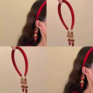 安格尔红！超仙红色宝石丝绒发箍轻奢高级感高颅顶压发头箍旅行卡