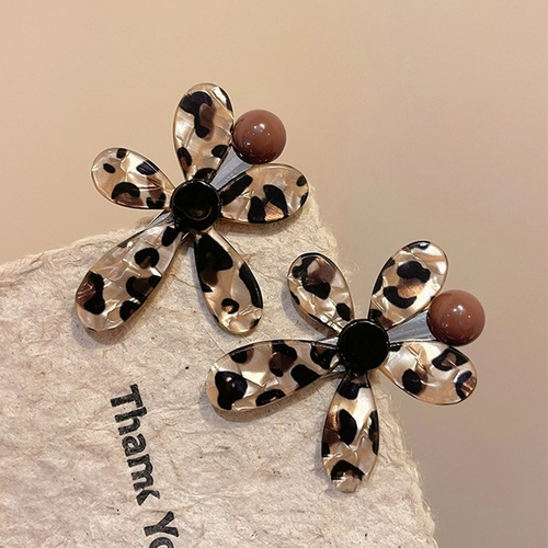 豹纹花朵发夹女高端碎发