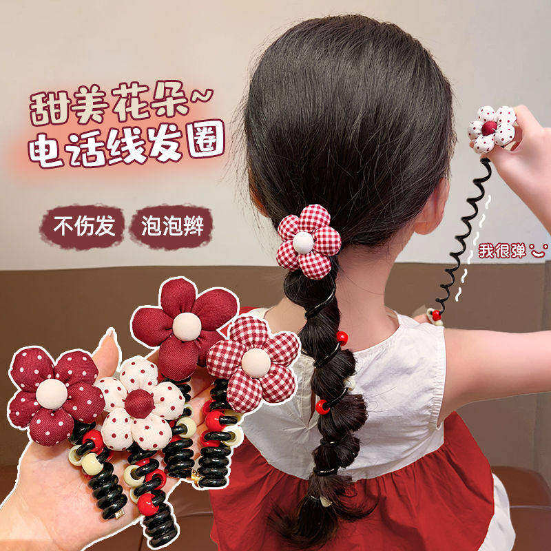 女童安可拉红泡泡辫发圈