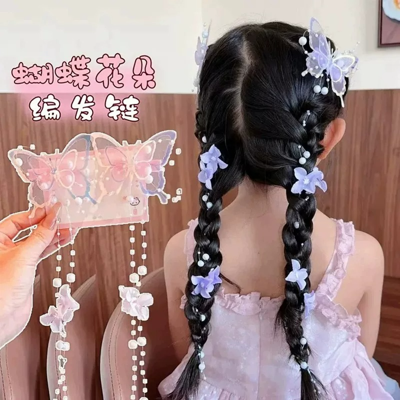 女童古风仙气蝴蝶花发夹图片