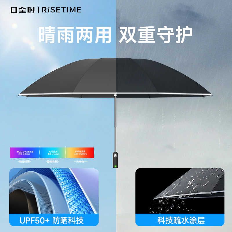 日全时智能电动雨伞一键开 合全自动收缩防晒伞高端商务礼品伞图片