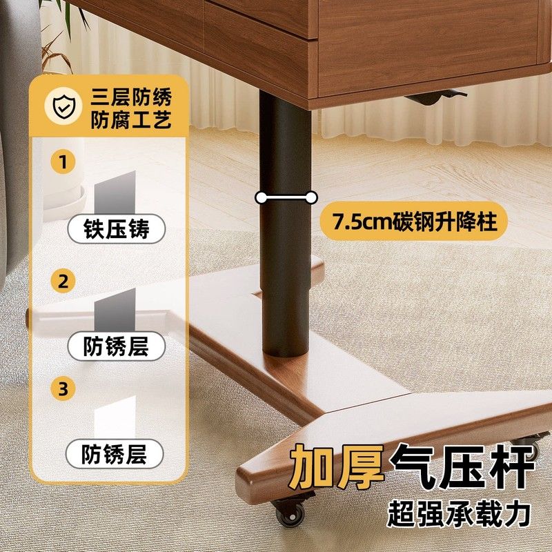 实木梳妆台书桌一体卧室可移动升降翻盖收纳化妆台小型带轮2026新图片