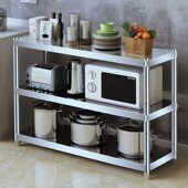 不锈钢厨房置物架家用落地多层收纳锅架微波炉架子烤箱架储物菜架