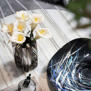 现代轻奢高级感不锈钢花瓶样板间高端仿真花艺客厅插花装饰品摆件