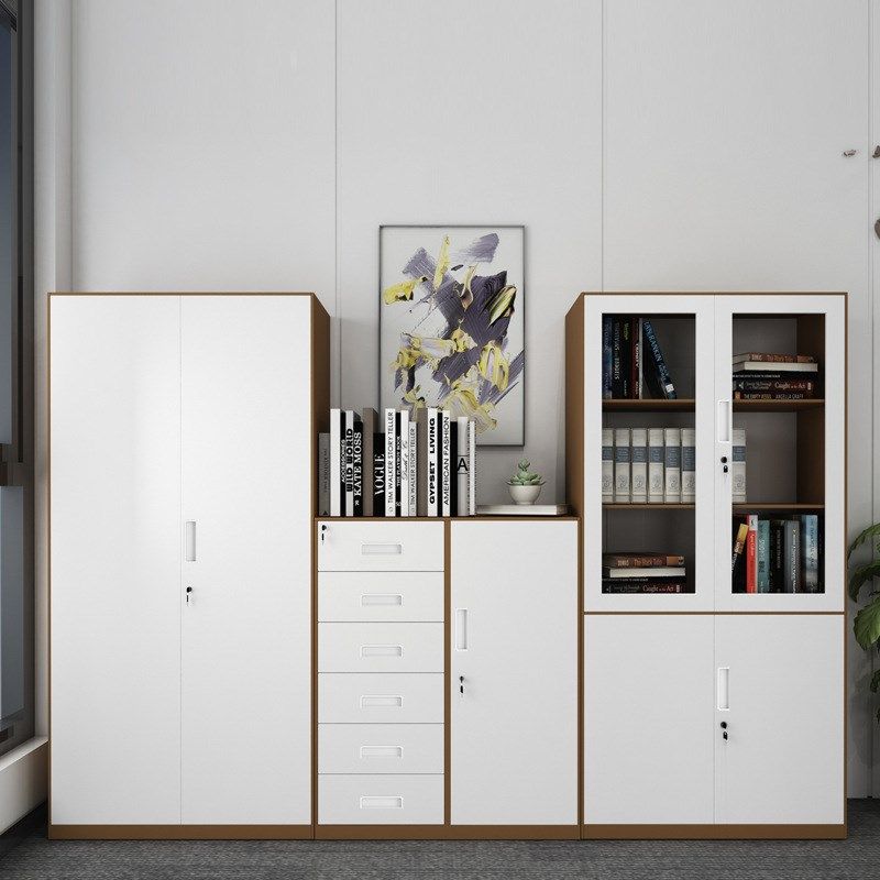 办公收纳柜铁皮文件柜n资料储物柜档案凭证柜 套色 窄边精品玻璃