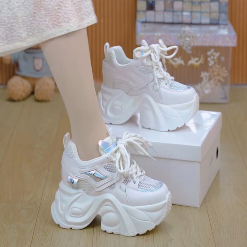 9cm小个子厚底老爹鞋女2024夏季新款百搭透气内增高休闲运动鞋子