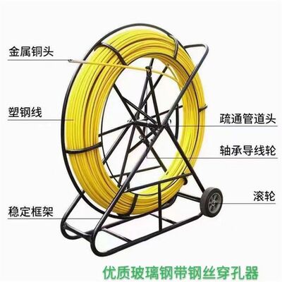 玻璃钢穿孔引线器  管道疏通电缆牵引器拉线器  U电力施工穿线器