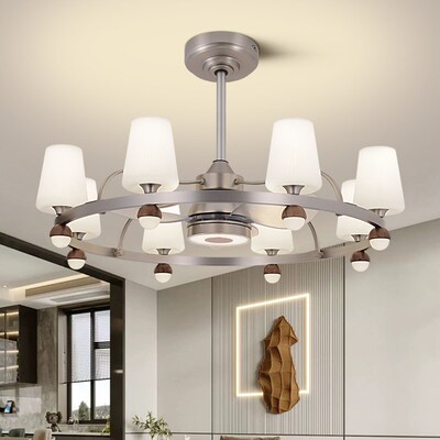 2025新款风扇灯客厅家用轻奢高端大气吊扇灯复古中古X风餐厅一体